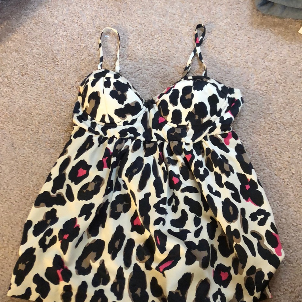 Faux silk leopard print top